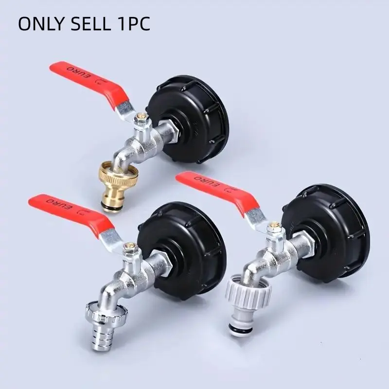 IBC Tonneau Valve Adapter, Water Hose Fittings, Garden Hose Connectors, Hose Attachment with Brass & Plastic Connector, Corrosion-resistant Leak-proof Seals, NPT/EU Thread Valve Adapter for Outdoor Industrial Use