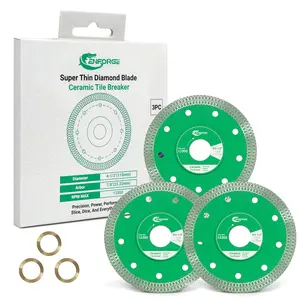 3-Pack 4-1/2 Inch Super Thin Diamond Saw Blades - Mesh Turbo Rim Tile Cutter for Angle Grinder - 7/8" Arbor - Dry & Wet Cutting for Porcelain, Ceramic, Granite, Marble