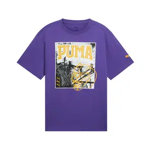 PUMA Mens Hoops X Energy Crew Neck Short Sleeve Casual Tops Casual - Purple
