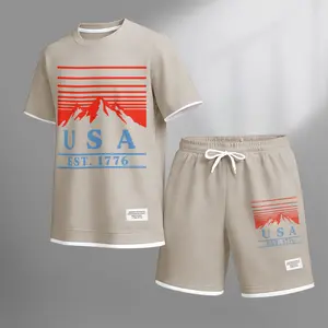 This Men's Classic Logo Drawstring Shorts Set Is Ideal For Spring And Summer. This Casual Summer Set Includes A Short-Sleeved Shirt And Shorts, Suitable For Both Everyday Wear And Workouts.