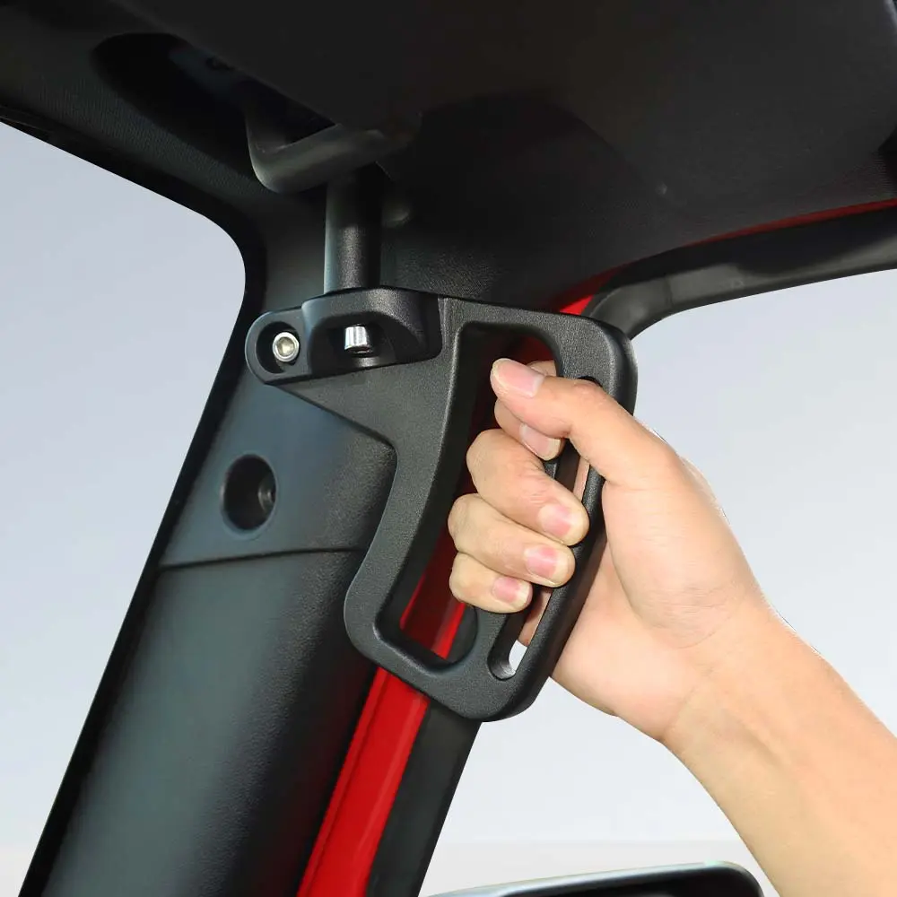 Sturdy Resistant Aluminum Alloy Front Grab Handles, Strong Support Car Interior Accessories for 2007-2018 Jeep Wrangler JK JKU, Black Automotive Decoration Grab Bars