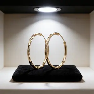 Stylish 18K Gold Plated Textured Twisted Hoop Earrings, 4MM Width Twist Design, Versatile Jewelry for Women & Girls, Perfect for Daily & Party Wear