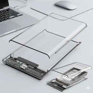2.5in High-Speed Clear External Hard Drive Enclosure: SATA to USB 3.0, Tool-Free Portable Case for 7mm/9.5mm SSD HDD, Fast Data Transfer Essential