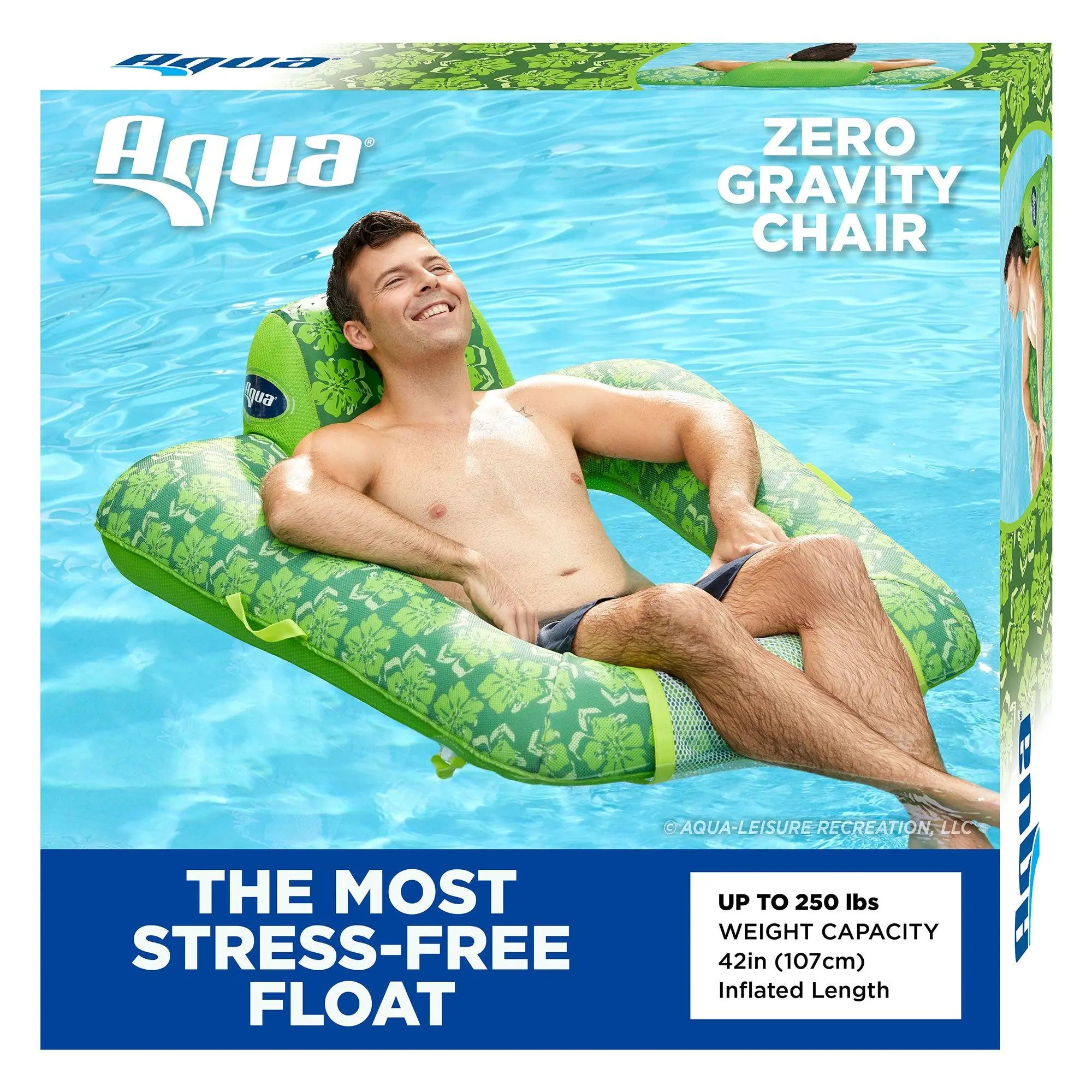 Aqua Leisure Zero Gravity Inflatable Swimming Pool Lounge Chair Float, Green Aqua Leisure Zero Gravity Inflatable Swimming Pool Lounge Chair Float, Green