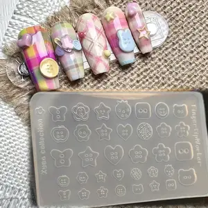 Cute Cartoon Nail Art Silicone Mold, Star Strawberry Heart Lock Irregular Shape Button Keychain, Creative 3D Nail Decoration Tool, Nail Art Tools