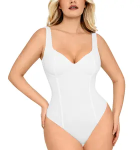 FeelinGirl Full Body Wide V-Neck Bodysuit Slim-fitting Womenswear  Sexy Comfortable