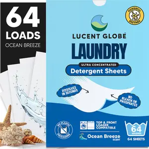 Laundry Detergent Sheets.Pre-Measured Laundry Sheets.Stain Removal.Works in All Clothes Washers.(1 Pack - 64 Washes, Ocean)