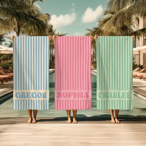 Personalized Groovy Stripe Beach Towel, Custom Name Bachelorette Party Gift, Girls Trip Beach Towel, Bridesmaid Gift, Custom Pool Towel