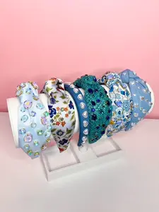 Blue Spring Jeweled Headbands | Denim, Floral & Pearl Styles
