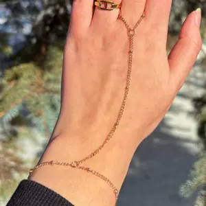 RIVVJEWELS dainty hand chain gold plated stainless steel
