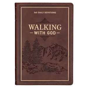 Walking with God 365 Daily Devotions, Large Print Brown Faux Leather