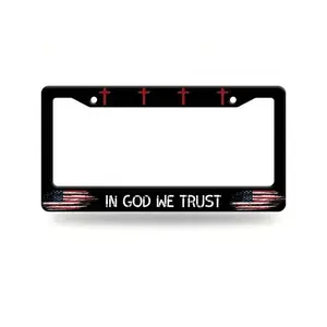 In God We Trust License Plate Frame – Christian Car Tag Frame with American Flag
