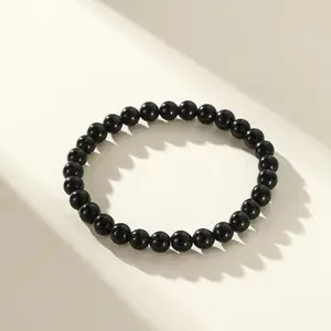 Shungite Elastic Stretch Bracelet - Handmade 6mm Natural Round Beads Gemstones Healing Crystal Friendship Bracelets