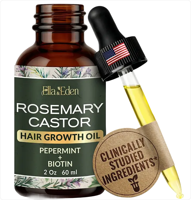 Ella & Eden Hair Growth Oil with Rosemary, Castor, Peppermint Oils & Biotin - Dry Scalp Treatment - Strengthening, Repairing, Soothing - 2 Fl Oz Glass Bottle