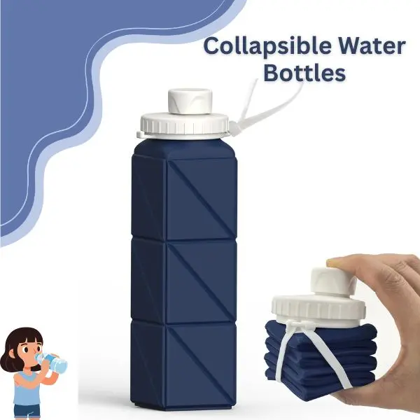 Collapsible Water Bottle 20.6oz, BPA-Free Silicone Foldable Leakproof Travel Water Bottle for Hiking, Camping, Gym, Yoga, Sports & Outdoor