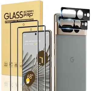 [2+2Pack] for Google Pixel 7 Pro Screen Protector with Camera Lens Protector [Fingerprint Unlock Support] [9H Hardness] [Easy to Install] [HD Clear] Tempered Glass Screen Protector for Pixel 7 Pro