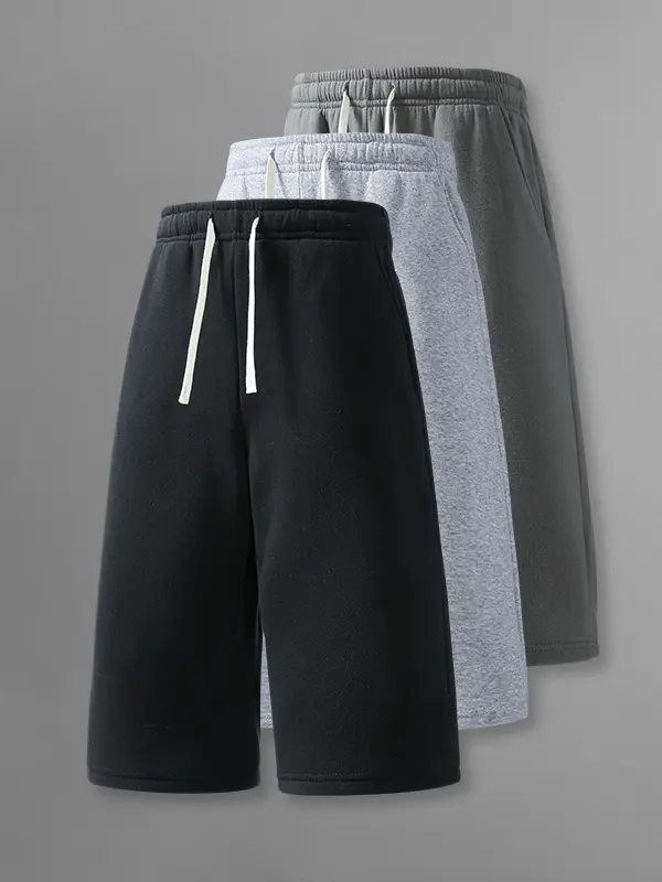 3-Pack Men’s Summer Sports Shorts — Breathable shorts for running, workouts, fitness, and everyday casual wear; 7/8 length men’s shorts