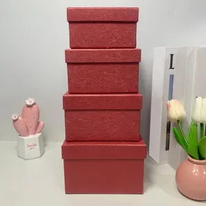 4pcs Square Jewelry Gift Box, Proposal Engagement Jewelry Storage Box, Ear Stud Necklace Packaging, Wedding Birthday Christmas Gift Box