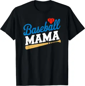 Baseball Mama T-Shirt, Vintage Baseball Mom Graphic Tee, Funny Mother's Day Gift Shirt for Women, Sports Mom Casual Apparel