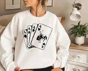 Ace Card Cowboy Sweatshirt , Playing Card Sweatshirt, Western Sweatshirt, Country Sweatshirt,Poker Card Games Sweatshirt, Country Girl shirt