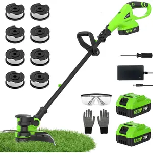 12" Cordless Weed Wacker String Trimmer with 2x5.0ah  and Charger with 8 count Line, Electric Grass Trimmer 20V   Weed Eater String, Edger Lawn Tool Grass  Lawn Mover