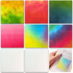 Transparent Sticky Notes,Glitter 3x3 inch Clear  Sticky Notes,400Pcs Translucent Sticky Notes with Ink Dry Instantly, Book tabs, See Through Sticky Notes Tabs (Gradient Colors Kit)