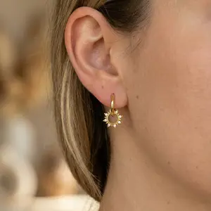 Gold Star Earrings – Celestial Huggie Star Hoops with CZ, Starburst & Sun Charm Earrings, Dainty Gold Gift for Her