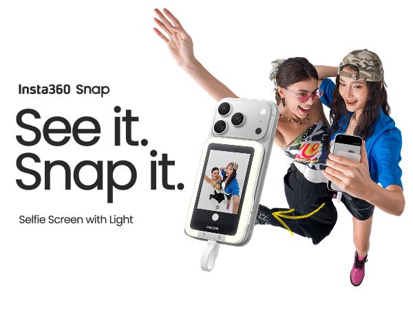 Insta360 Snap Selfie Screen - 4K Magnetic Selfie Monitor Screen for Selfie, Vlogging, Compatible vith iPhone & Android, Touchscreen Control, Wired Instant Connection