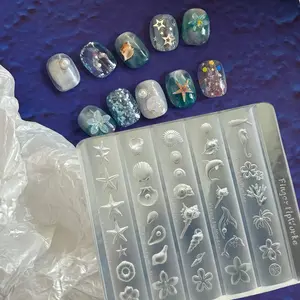 Ocean Theme Nail Art Mold, Dolphin Shell Starfish Coconut Tree Summer Nail Decor, 3D Floral Design, Essential Tool for Nail Artists