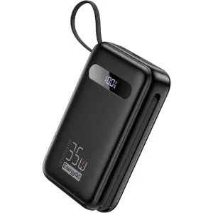 EnergyQC 20000mAh Portable Charger, 35W PD 3.0+QC 4.0 Fast Charging Power Bank with Built-in Lightning & USB-C in&Out Cables, Travel Battery Pack for Smartphones