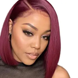 13*4 lace frontal wig straight burgundy