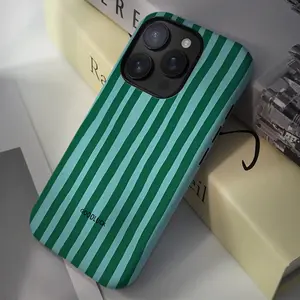 Green Striped All-In-One Case for iPhone 16/15/14/13/12/11 Pro Max - an Ideal Present for The Festive Season, Including Christmas And New Year, Suitable for Both Men And Compatible with Samsung Galaxy S25