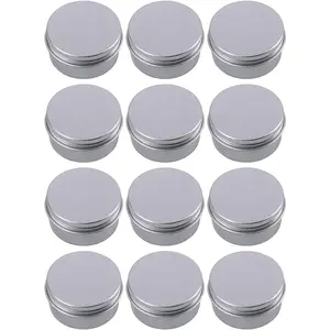 0.5 Ounce  Tin Jar Refillable Containers 15 ml  Screw Lid Round Tin Container Bottle for ,Lip Balm, Cream, 12 Pack.