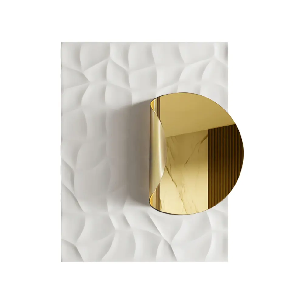 Homary One Piece Gold Arc Gender-Neutral Metal Wall Art - Modern Minimalist 3D Geometric Rectangle, 23.6"x35.4" Aesthetic Abstract Print, Home Decor Items for Living Room Gallery Wall Clean Aesthetic Room Decor