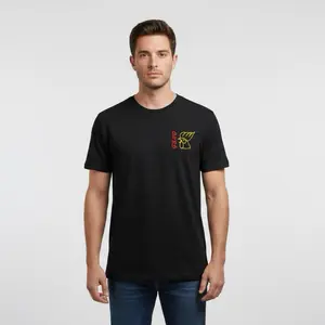 Playera Bordado De La Gallo De Guatemala De Algodon unisex Casual Tshirt Man Black