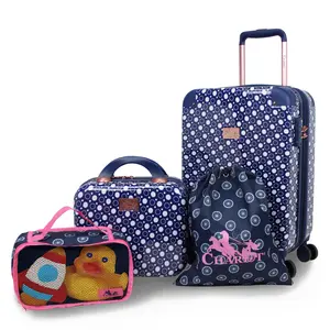 Kids, Tweens, and Girls 4-Piece Spinner Luggage Set – Carry-On Suitcase with Matching Travel Case and Accessory Bags