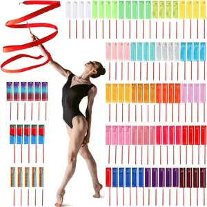 Ribbon Dancing Wands 78.7 Inch Gymnastics Ribbon Streamers Rainbow Artistic Dancer Twirling Wands Rainbow Birthday Decorations