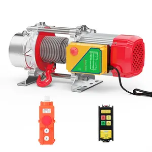 120V Industrial Grade Electric Winch Hoist, 1 t/2200LBS Heavy Duty Aluminum Shell Winch with Wired & Wireless Remote Control for Lifting, Garage Use
