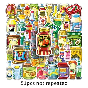 51pcs Cartoon Taste Pie series stickers, suitable for scrapbooks, diaries, laptops, water bottles, cars, and other faith-based designs; gifts with positive messages.