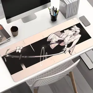 Elegant Japanese Anime Warrior Large Gaming Mouse Pad, Desktop Decoration Protection Pad, Washable Rubber Pad Non-Slip Lock Edge Multi-Size Mouse Pad Suitable For Home Office, Gift For Trend Enthusiasts Family and Friend