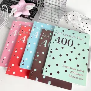 Polka Dot A4 Thin and Thick Loose-Leaf Notebook, Error Notebook, Simple Draft Notebook for Students, Exercise Book, Notepad, Practical Notebook