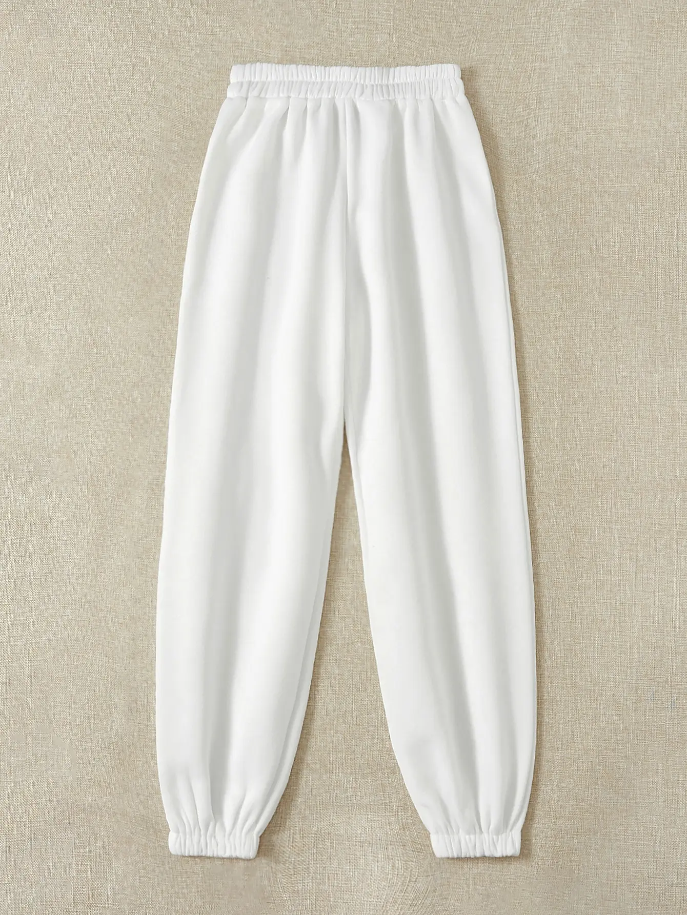 Solid Elastic Waist Sweatpants