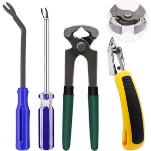 4Pcs Upholstery and Construction Staple Remover Tools Set - Nail Tack Remover, U Tack Lifter, End Cutting Plier, Carpet Remover Tool for Furniture Floor Craft Project Photo Frame