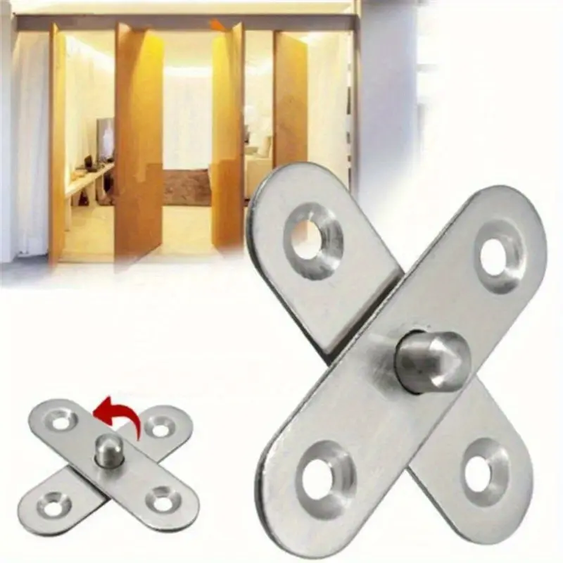 2pcs 360° Stainless Steel Hidden Hinges - Heavy-Duty Door Pivot Hinges with 360° Rotation, Sleek Brushed Finish for Modern Furniture & Cabinets, Durable Metal Construction, Door Hinge, Minimalist Design, Robust Construction