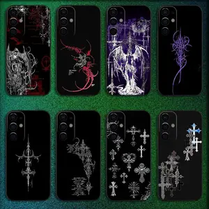 Gothic Cyber Sigil Cross Phone Case For Samsung S25,S24,S21,S22,S23,S30,Ultra,S20,Plus,Fe,Lite,Note,10,9,5G Black Cover Protection Protective Colorful Animal