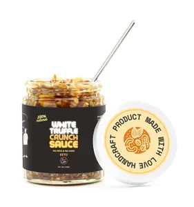 White Truffle Crunch Sauce -Premium 14+ Ingredients, Vegan, Keto, GF, Zero Msg, Flavor Bomb, Crafted in NYC(Roasted, Crunchy, Nutty, Sweet, Flavorful, Savory)- Good on Anything Peanut Crunchy Sauce/Topping!