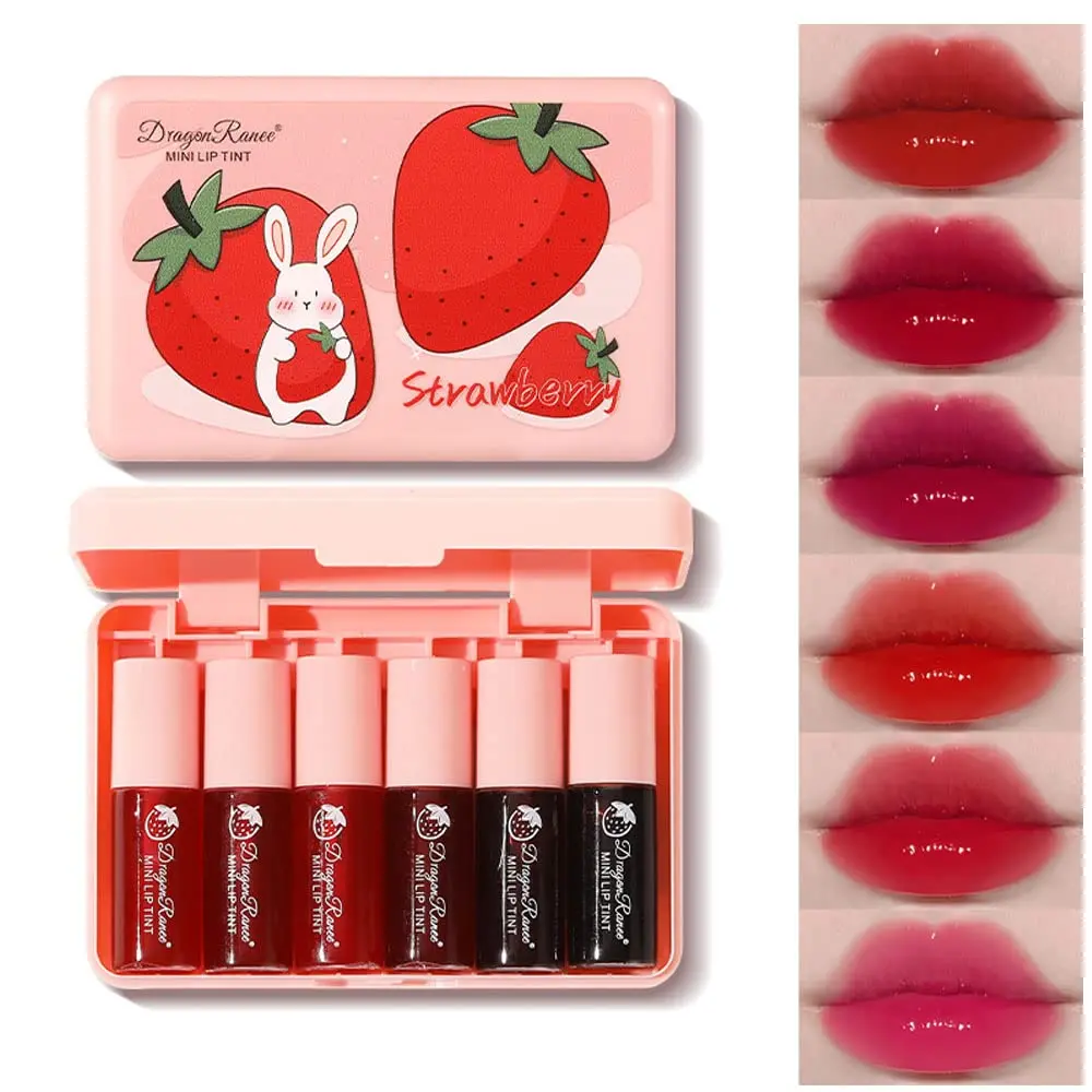 6 Colors Lip Tint Stain Set, Korean Makeup Lip Stain for Girls, Cute Stuff | Multi-use Lip and Cheek Tint, Moisturizing Mini Liquid Lipstick, Long lasting Non-Stick Cup Waterproof, Lip Color Makeup