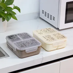 Cartoon Student Bento Box, Plastic Sealed Lunchbox with Lid, Microwave Safe, Reusable Food Container, Ideal for Office Workers