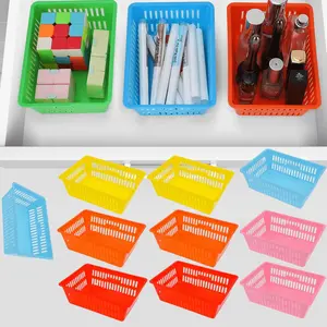 10 Pieces Colorful Small Storage Baskets Household Plastic Storage Baskets for Organizing Crayon Pencil Container Colorful Storage Trays