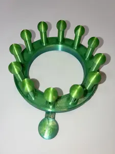 12 Peg 3D Printed Knitting Loom with Darning Needles - green PETG Material, 4 Inch Diameter, 5 1/2 & 4 1/2 Inch Needles
